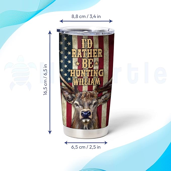 Hyturtle Personalized Hunting Gifts For Men - Deer Hunting Tumbler 20 Oz Travel Coffee Mug Stainless Steel - Fathers Day Hunting Gift For Dad, Him, Boy, Husband, Hunters From Son, Wife On Birthday