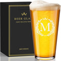 Personalized Beer Glasses Gifts for Men, 16 oz Pint Glasses Monogrammed A-Z Drinking Glass Cups Customized Gift, Unique Christmas Anniversary Birthday Gifts for Men Him Dad Brother Husband Grandpa (M)