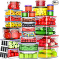 RockBerry 50 Pcs Large Food Storage Containers with Lids Airtight-85 OZ to Small Containers-Total 526 Oz BPA Free Plastic Stackable Containers For Pantry kitchen Organization, Microwave Safe