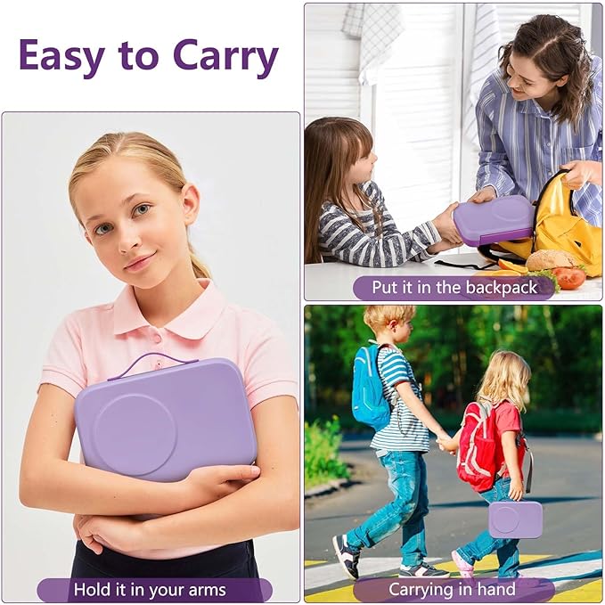 MAISON HUIS Chill Bento Lunch Box for Kids Adult with Ice Pack 3 Compartments Leakproof Lunch Containers Keep Food Cold for Girl Boy School