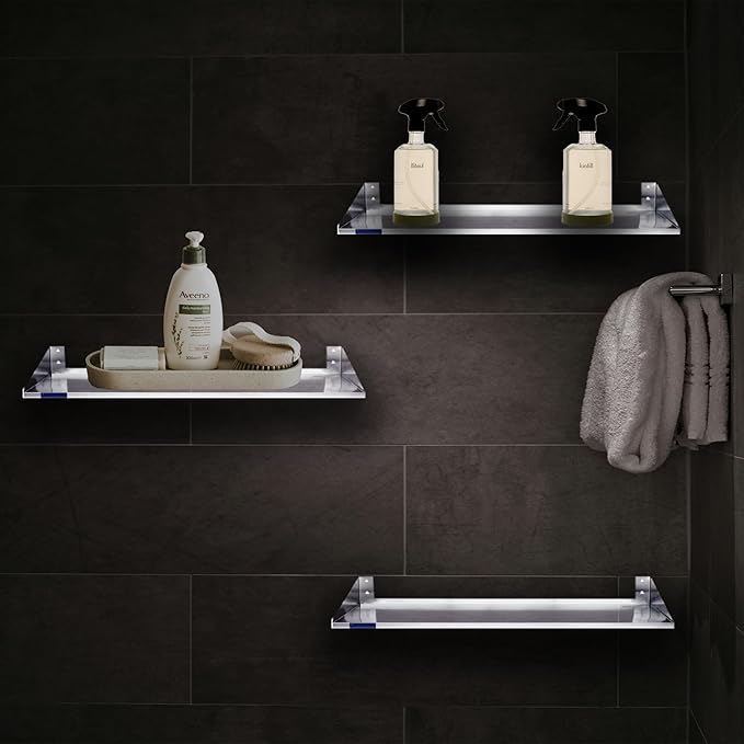 Premium Quality Stainless Steel Wall Shelf with Side Guards | Commercial Metal Shelving | | NSF Certified | (24" Long x 12" Deep)