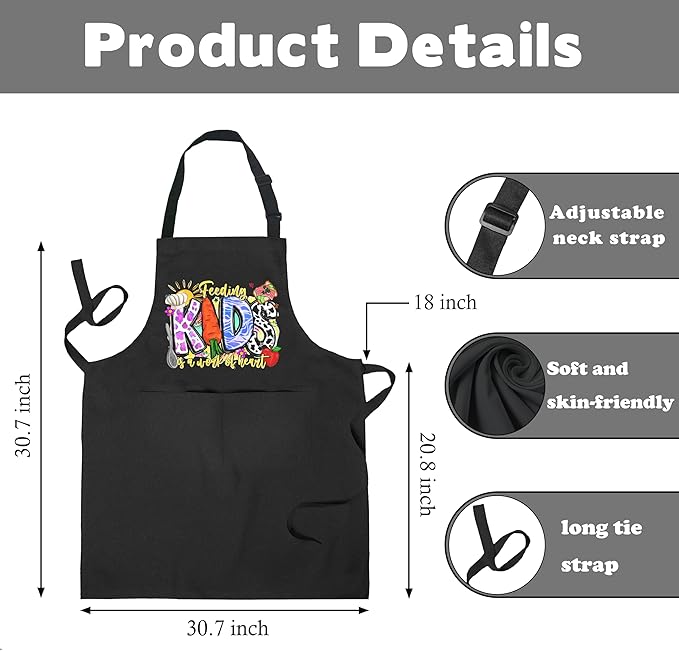Funny Cafeteria Crew Aprons with Pockets, Cafeteria Worker Staff Appreciation Gifts