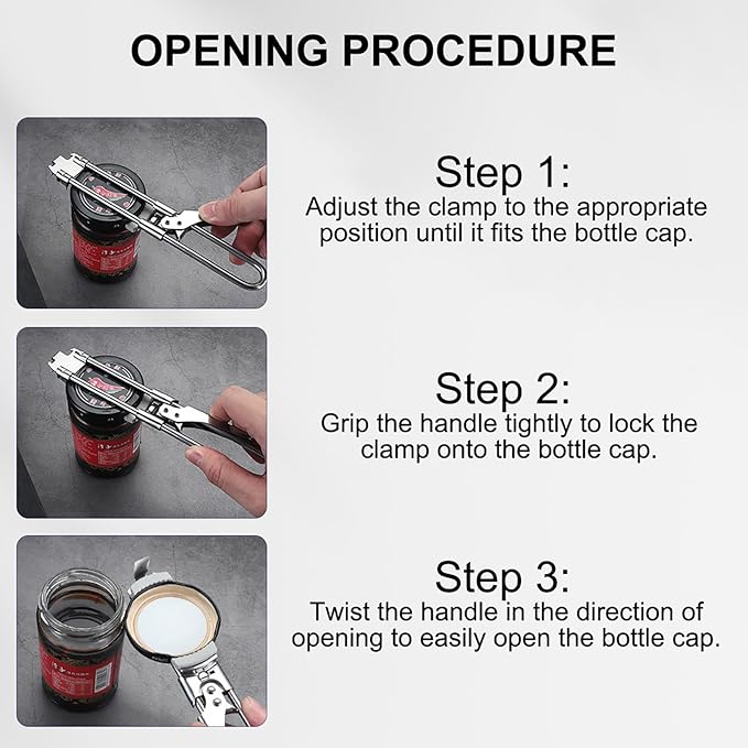 Adjustable Stainless Steel Jar Opener, Master Jar & Bottle Opener, Kitchen Gadgets Gripper Tight Lid Openers, for Seniors Arthritis, Kitchen Camping Tools (1PC)