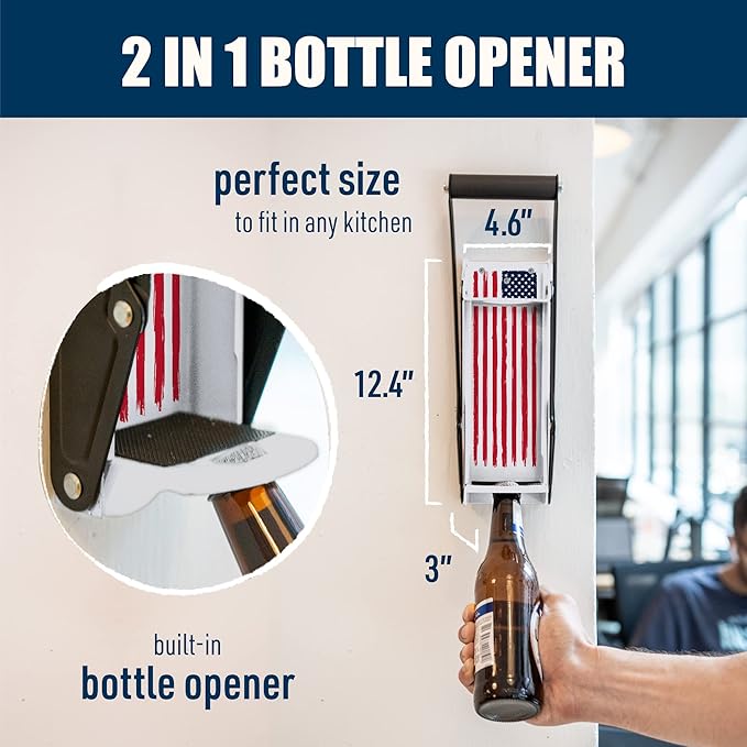 Mckay 12 Oz. Metal Can Crusher, Can Crusher Wall Mounted, Can Crushers for Recycling Wall-Mounted Smasher for Aluminum Seltzer, Soda, Beer Cans and Bottles, Gadgets for Home - American Flag
