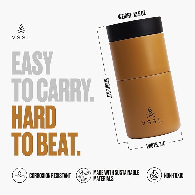 VSSL - Nest Pour Over Coffee Set | Coffee Maker for Camping | All-In-One Travel Pour Over | Transportable Dripper, 10oz Stainless Steel Travel Mug | Compact Storage & Adventure Ready | Sahara