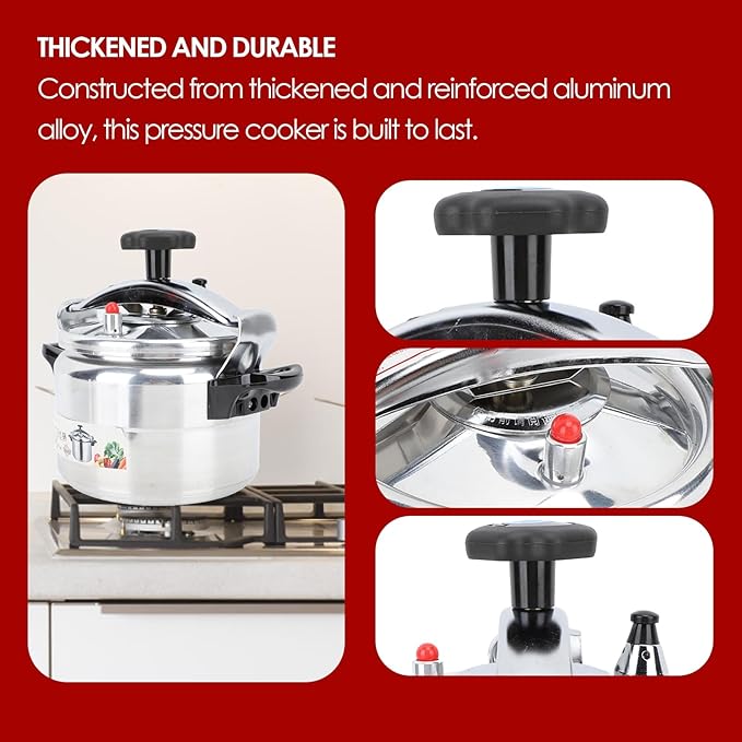 Yoidesu Quart Pressure Cooker, Aluminum Pressure Cooker Pot with Pressure Gauge and Cooking Rack for Family or Commercial Use (15L)