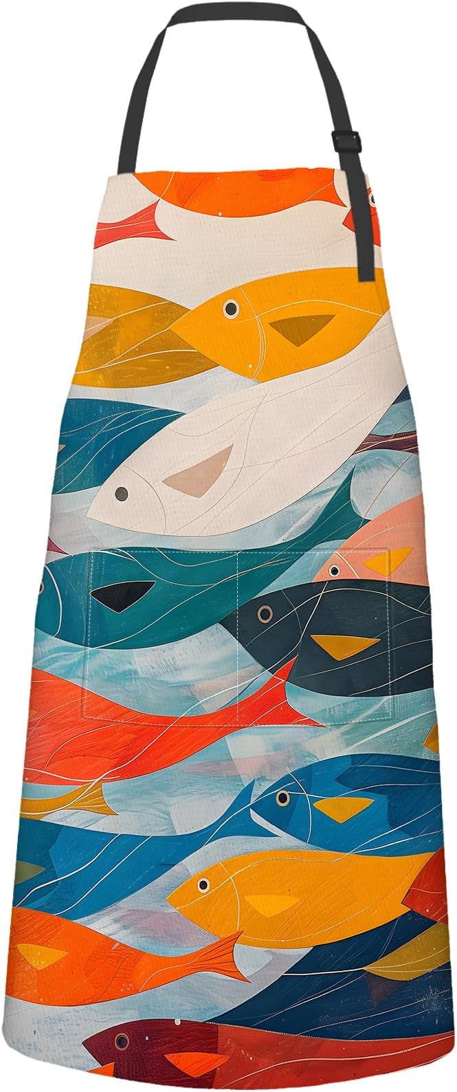 Fish Apron,Oxford Fabric Adjustable Kitchen Apron with 2 Pockets,Waterproof Cooking Aprons for Men Women Mom Wife Dad,Ideal Gifts for Coffee House,Shop,Baking,BBQ,Housewarming,28x33in