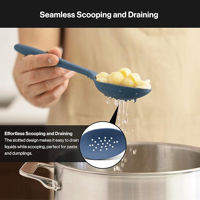 Misen Silicone Mixing Spoon - Professional-Grade, Dishwasher Safe - No Scratch Nonstick-Safe Kitchen Tool for Stirring, Scraping, and Serving - Stong, Durable, Heat Resistant - Blue