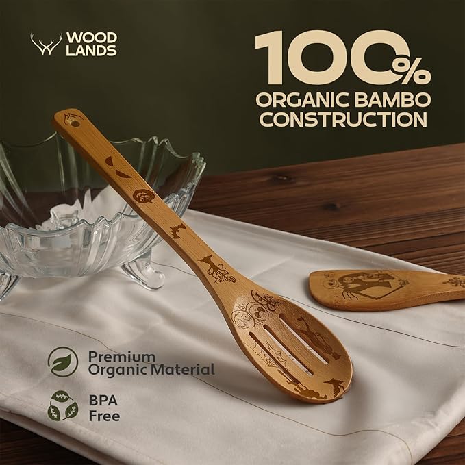 Nightmare Wooden Spoons for Cooking Before Christmas Gifts - Wooden Utensil Set with Spatulas & Spoons, Heat-Resistant, Eco-Friendly Kitchen Utensils for Non-Stick Cookware