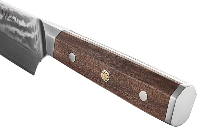 Wakoli HIK Damascus Kiritsuke Knife – Full Tang Chef Knife | 7-Inch Blade Made of 67-Layer Damascus Steel with VG10 Core | Walnut Wood Handle | Sharp, Durable, Gift Box Included