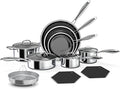 Nonstick Pots and Pans Set, 14 Piece Hybrid Hex Non Stick Stainless Steel Cookware with Frying Pans, Saute Pan, Saucepans & Stock Pot - Induction Compatible, Dishwasher &Oven Safe, PFOA Free