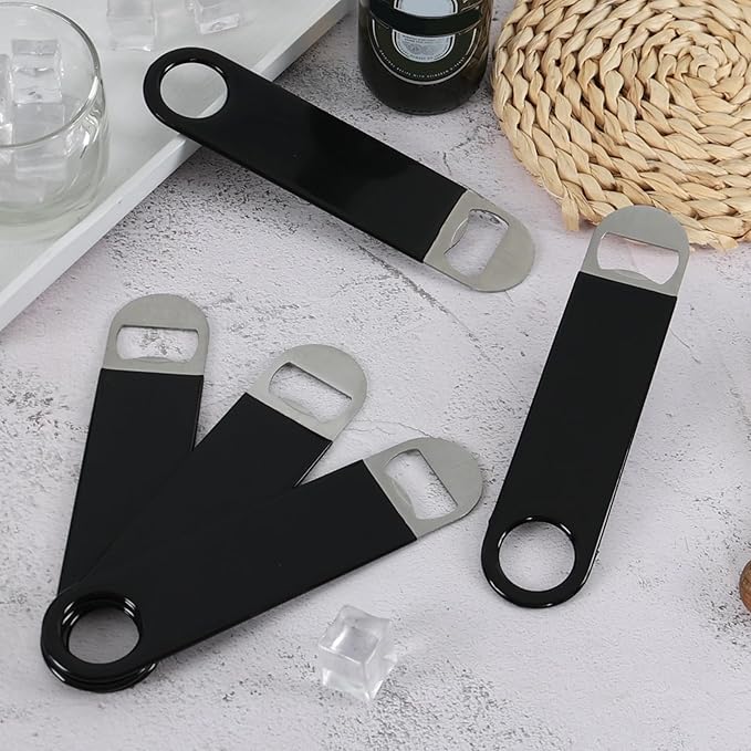 12 Packs Beer Bottle Opener, Stainless Steel Flat Bottle Openers, Black