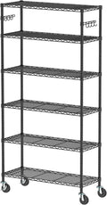 6 Tier Storage Shelves with Wheels Heavy Duty Wire Rolling Shelving Rack Organizer Garage Metal Steel Unit Adjustable Utility Commercial Sturdy Shelves for Kitchen Pantry Bathroom Closet Laundry