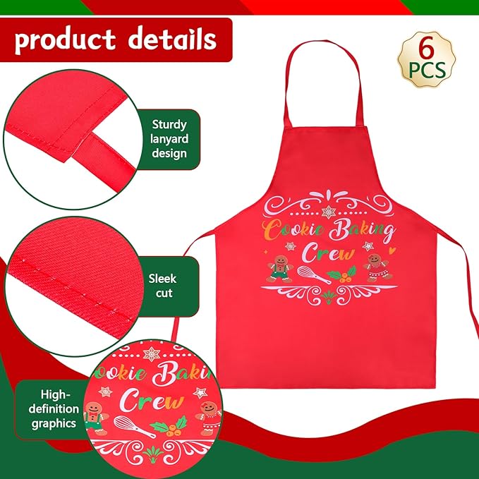 6 Pack Christmas Kitchen Aprons for Women Men Adjustable Holiday Apron with Pocket Funny Christmas Aprons for Cooking Party Xmas Party Gift (6 Design)