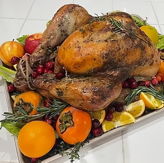 Generic Roasting Pan Stainless steel Roasting pan Turkey Roasting pan with grill Rectangular grill suitable for Turkey, roast chicken and ham (14x10.4x2.8in), Silver