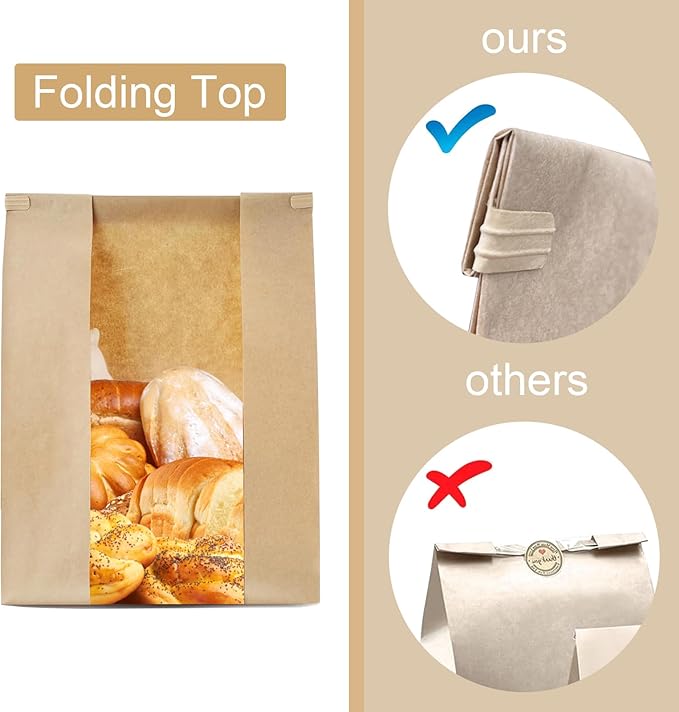 30 Pack Bread Bags for Homemade Bread Sourdough Bread Bags with Tin Strip Large Bakery Bags with Window Paper Bread bags