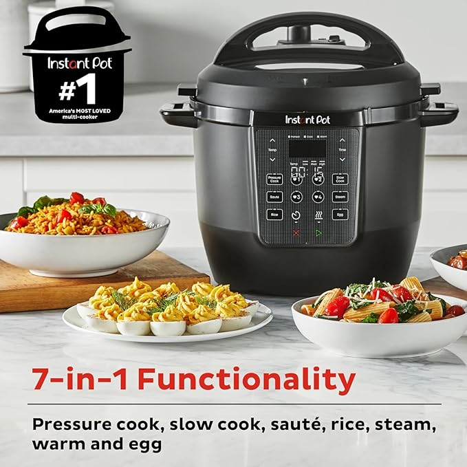 Instant Pot RIO Chef Series 6QT 7-in-1 Multi-Cooker, Black – Pressure Cooker, Slow Cooker, Rice, Steamer, Sauté, Food Warmer & More – One-Touch Smart Programs, Compact Family Size