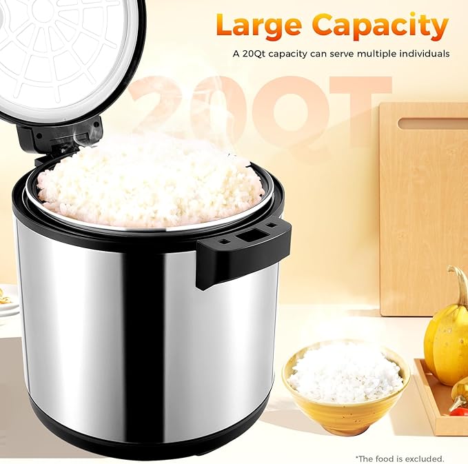 24.3qt/23L Commercial Rice Warmer, 110W Electric Adjustable Temperature Soup Warmers Non-Stick Pot Sushi Rice Warmer for Restaurant Party Family, Warm Function Only, NOT Cooker