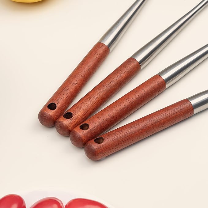 FJNATINH Silicone Spatula Ladle Set - BPA Free Stainless Steel Non Stick Heat-Resistant Kitchen Tools Cooking Utensils Cookware with Wooden Handle, 2 Pcs