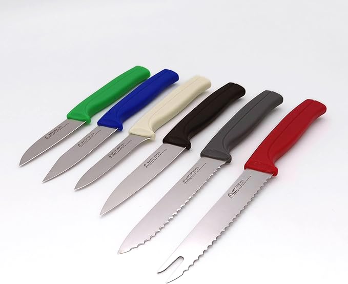 Paring Knife Set, MATTSTONE HILL Kitchen Prep Knife Set - Serrated Tomato Knife, Kitchen Utility Knife, Paring Knife, German Steel, Red Black White