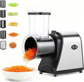 Electric Cheese Grater 250W Vegetable Slicer with 5 Different Shapes of Blades for Shredding/Slicing/Grating, Compact Automatic Cheese Shredder for Block Cheese, Carrots, Fruit, Nuts
