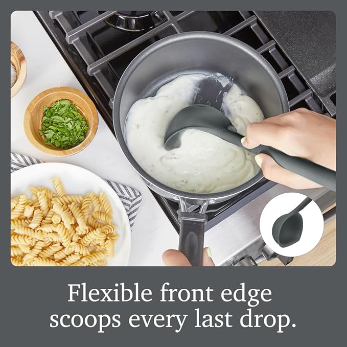 Tovolo Flex Core Silicone Ladle BPA Free Charcoal Gray Deep Silicone Soup Ladle, Heat Resistant All Silicone Ladle Construction, Large Dishwasher Soup Ladle Kitchen Utensil for Cooking