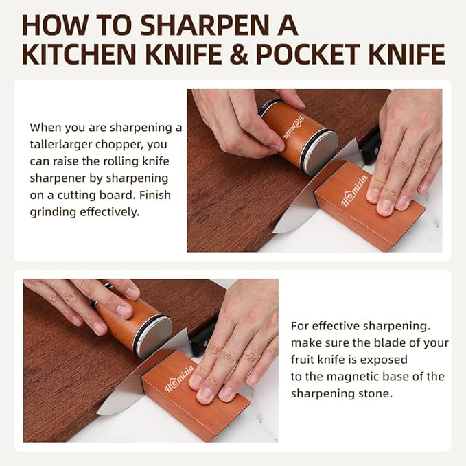 Rolling Knife Sharpener – Diamond-Crafted Sharpening Kit with Magnetic Angle System – Easy Knife Sharpening at 15 Degree and 20 Degree Angles – Safe, Compact, Edge Results - Cheff Approved