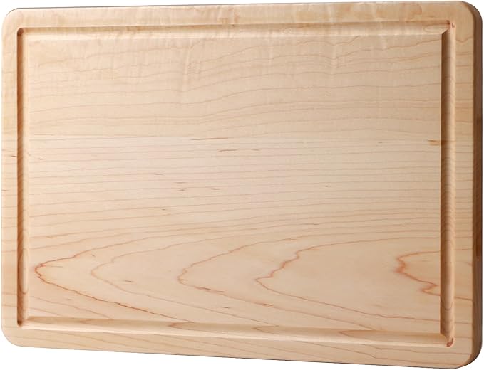 Muso Wood Maple Cutting Board Reversible Wood Cutting Board for Kitchen Wooden Cutting Board with Juice Groove for Cutting and Charcuterie (13x9x0.8”)