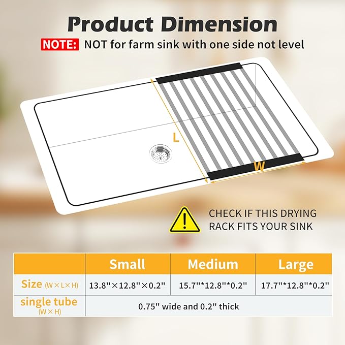 15.7"*12.8" Foldable Dish Drying Rack Thickened & Widened Over Sink Dish Drying Rack High-Temperature Resistant Removable Sink Storage Rack 304 Stainless Steel Drainer for Kitchen and Rv sink