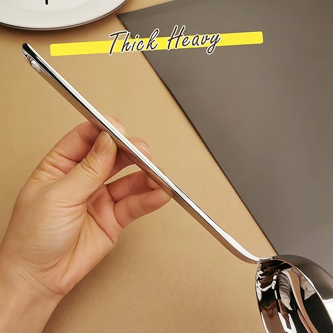 Flat Bottom Ladle,10'' Sauce Ladle,Thick Heavy 18/10 Stainless Steel,Dishwasher Safe (1Pack)