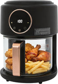 Air Fryer,3.8 Quart Transparent Air Fryer Oven,Adjustable Temperature,8 Preset Cooking Options,60 Min Auto,for Roast, Broil, Dehydrate & More for Quick, Easy Meals,Black