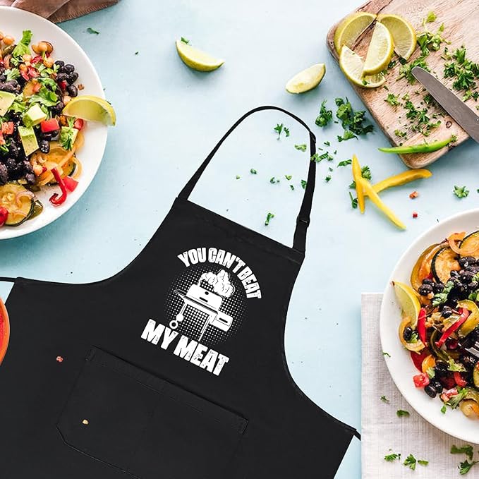 Funny Aprons for Men Chef Cooking BBQ Grilling, Gag Gifts for Men Dad Father, Husband Gifts from Wife for Birthday
