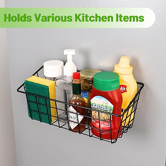 Magnetic Shelf for Fridge, 2 Pack Seasoning Organizer with Strong Magnets for Kitchen Storage Organization, Moveable Magnetic Spice Rack for Refrigerator, Whiteboard, Kitchen Counter, Cabinet