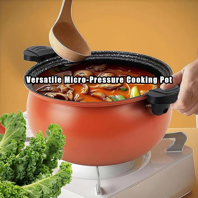 8QT Multifunctional Large Capacity Non-stick Pressure Cooker, Multifunctional Non-Stick Micro Pressure Cooker, Transparent Glass Cover and Anti-Scalding Handle for Family Meals, Soups, Stews (Green)