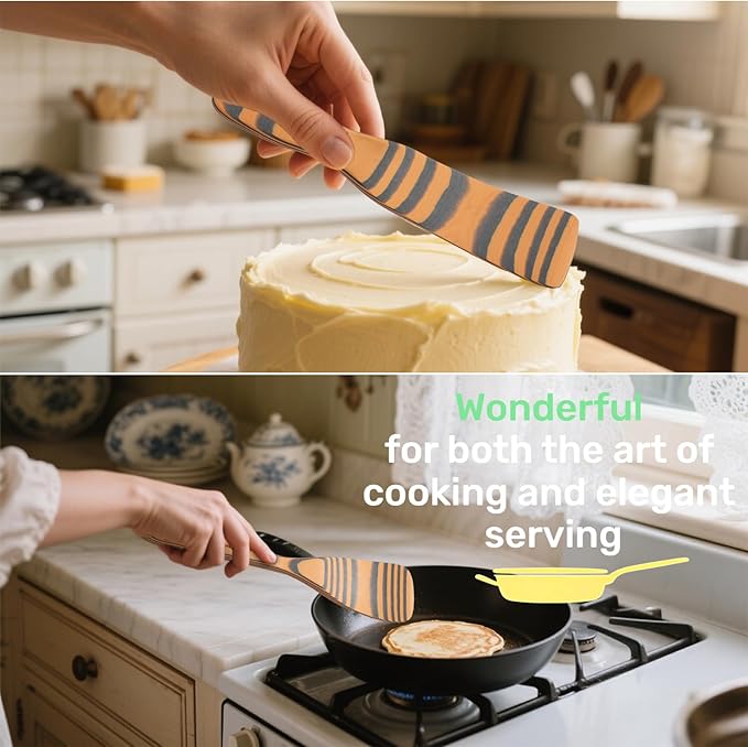 Dishwasher Safe & Maintenance Free Wood Spatulas-Sturdy Wooden Spoons for Cooking, 6-Piece Handcraft Wood Cooking Utensils Set for Nonstick Cookware, Heat Resistant