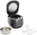 GreenPan Rice Cooker, 8 Cups Cooked (4 Uncooked), Low-Carb & Soup Mode,10 ONE-TOUCH Cooking Presets, PFAS-Free Ceramic Steamer Basket, Fuzzy Logic, Auto Keep Warm, Oats, 24HR Delay Timer, Graphite
