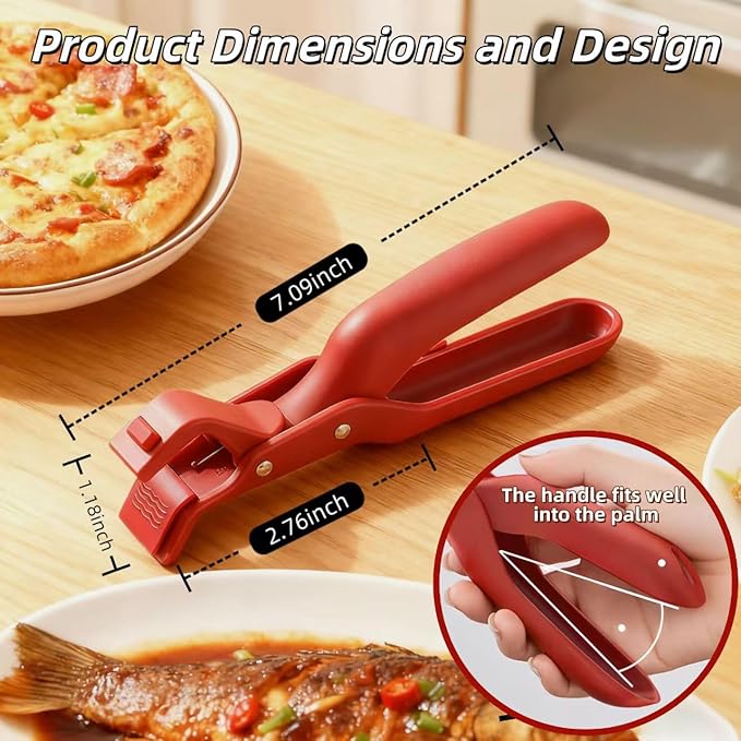 2-Pack Heat-Resistant Silicone Hot Plate Gripper Tongs – Anti-Scald Bowl Clip & Plate Gripper – Non-Slip Kitchen Tongs for Hot Plates, Bowls, Pots & Microwave Dishes