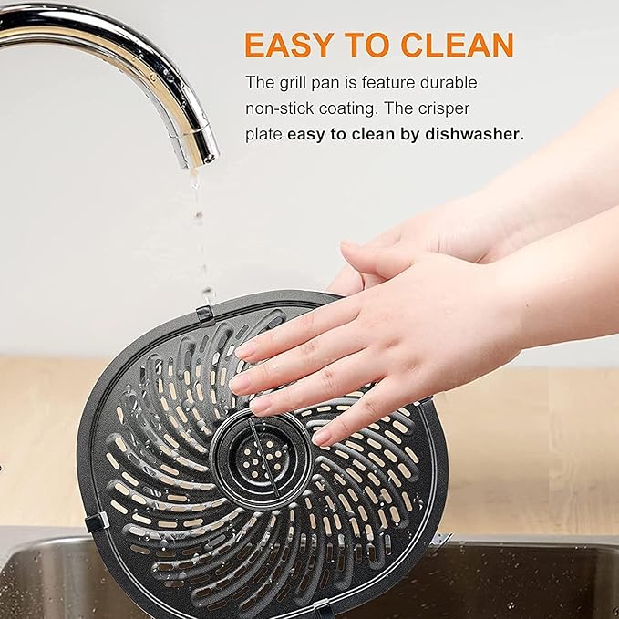 Air Fryer Replacement Tray for PowerXL Vortex 7 QT Air Fryer, Oval Nonstick 10.3''*9.5'' Air Fryer Replacement Parts Accessories Rack Basket Grill Pan Grill Plate Crisper Plate with Rubber Bumpers