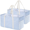 Lifewit Extra Large Tote Bag, Reusable Grocery Bags with Metal Wire Frame and Handles, Standing Utility Foldable Shopping Bags for Storage, Picnics, Beach, Pool, Laundry, Car, Camping 2 Packs 46L Blue