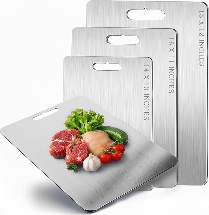 16x11 Titanium Cutting Board 2mm Thick. 100% Pure Titanium Cutting Board, Stays Flat & Odor-resistant, Non-porous, Dishwasher-safe, Reversible - Multi-use: Pastry, Prep & Serve, Bbq.