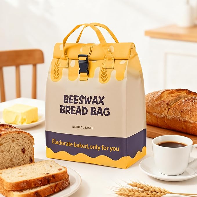 2 Pack Beeswax Bread Bags for Sourdough Homemade Bread, 17 x 13 inch Reusable Organic Linen Food-Safe Storage Bag to Keep Loaves Fresh Longer