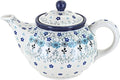Blue Rose Polish Pottery - Blue Celeste Small Teapot - 3.5 Cup Capacity - Hand-Painted Polish Pottery Ceramic Coffee & Tea Server