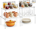 4Pack Acrylic Cabinet Organizer, Clear Cabinet Organizer Shelf, Spices, Soda Cans and Bottles, Stackable Shelves House Essentials for Gift