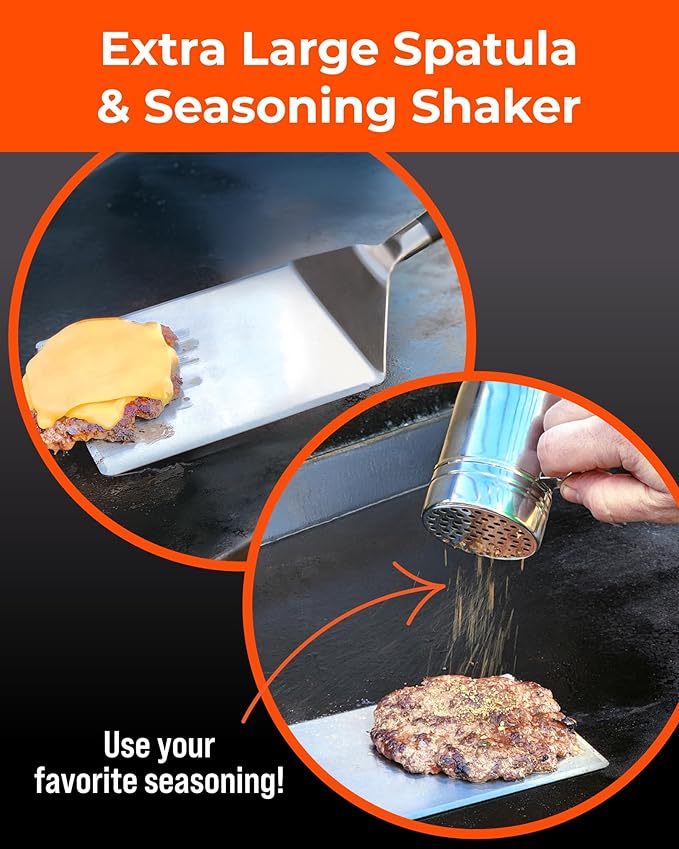 Smash Burger Press Kit, Stainless Steel Burger Press - Heavy Duty Grill Tools for Smashburgers, Flat Top Griddles, Cast Iron Pans, BBQ Accessories for Home Chefs (Shaker Set)