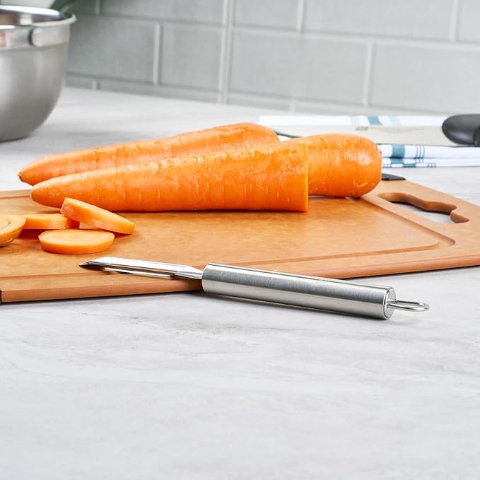 Restaurantware Stainless Steel Straight Vegetable Peeler - 6 Pack - German Standard - Double Edged Kitchen Peeler Dishwasher Safe, Sharp Blades - Potato Peeler for Potato, Apple, Cucumber