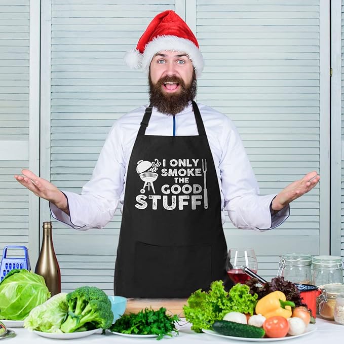 100% Cotton, Black Funny Aprons for Men, Dad, Husband - Birthday, Father’s Day Grilling Gifts for Papa, Husband.