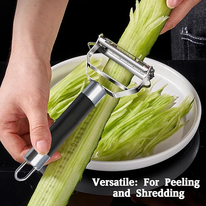 Stainless Steel Multifunctional Double-Sided Peeler - Easily Peel Fruits, Melons, Potatoes and Shredded Papers, Great for Home Cooking (Vegetable Peeler-1) (Vegetable Peeler)