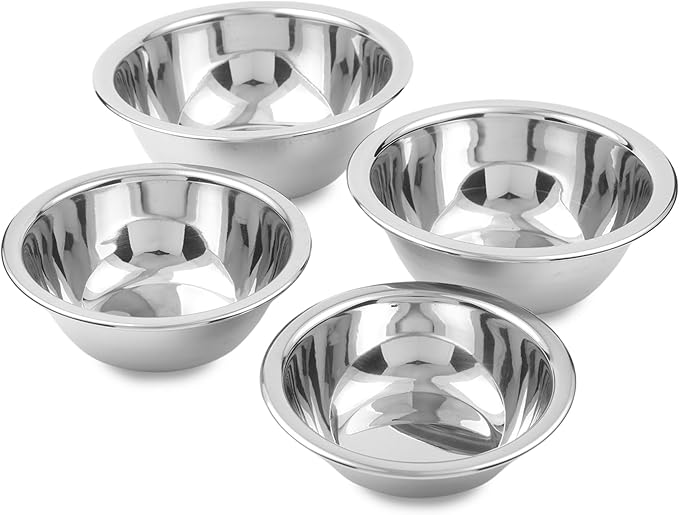 CRAFTONE Stainless Steel Mixing Bowls Set of 4 – Nesting Bowls for Baking, Salad, Dessert, Rice & Food Storage – Durable & Space-Saving Kitchen Bowl Set