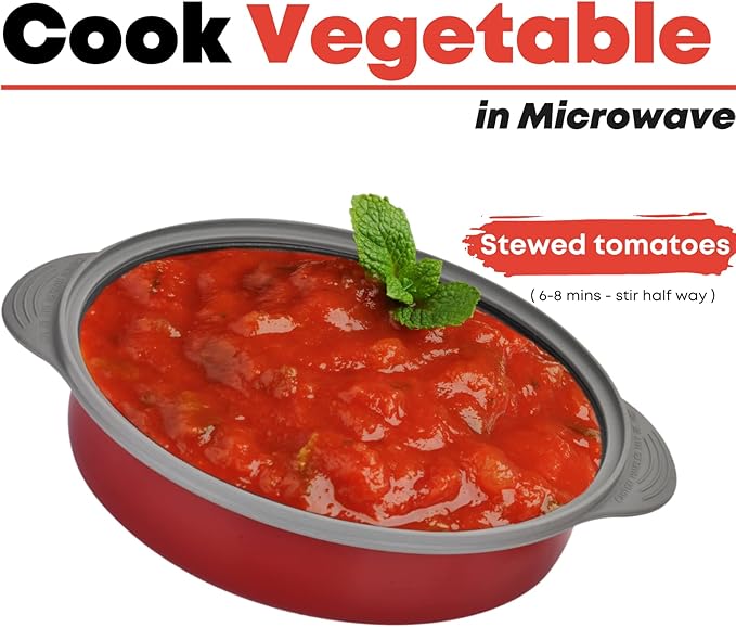 MACONEE Microwave Frying Pan Skillet, Grill & Crisper Pan with Lid Allows You to Fry, Sizzle, and Brown Foods in the Microwave, Micro Cookware for Grilling, Reheating, and Cooking a Variety of Dishes