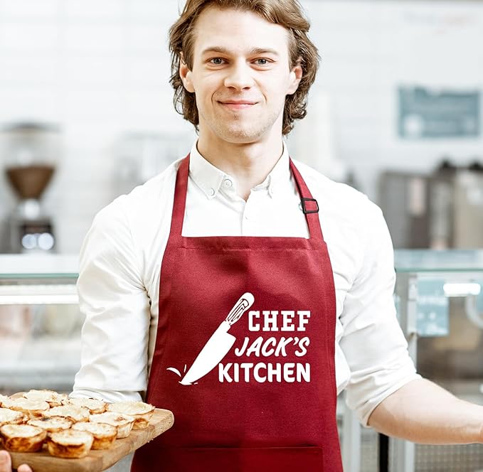 Custom Chef Apron For Men, Grilling Gifts For Men, Mens Gift For Dad, Fathers Day & Christmas, Kitchen and BBQ Cooking Aprons For Daddy